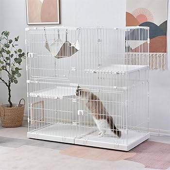 Amazon.co.jp: 猫 ケージ 2段 キャットケージ 大型 猫用ケージ